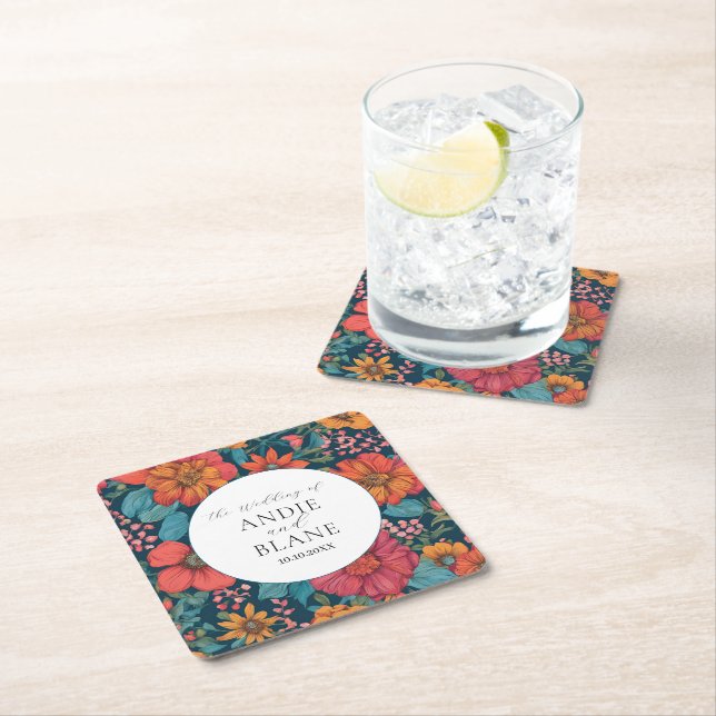 Vintag-rosa-romantische Hochzeit Rechteckiger Pappuntersetzer (Vor Ort)