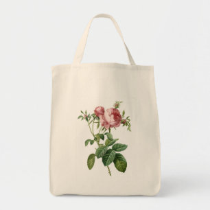 Vintag rosa rosa botanische Abbildung, Redoute Tragetasche