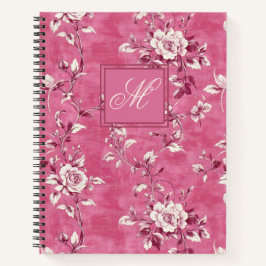 Vintag rosa Rosa Floral Monogramm Notizbuch