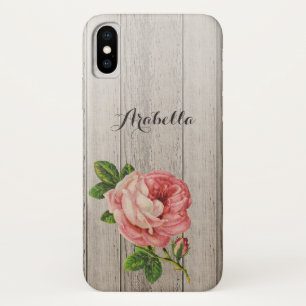 Vintag rosa Rose aus rustikalem, wetterfestem Holz Case-Mate iPhone Hülle