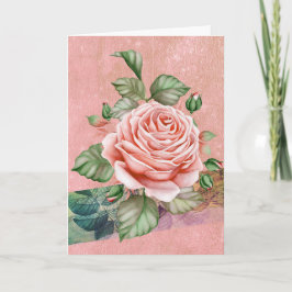 Vintag Rosa Rose | Balloons innerhalb der Geburtst Karte