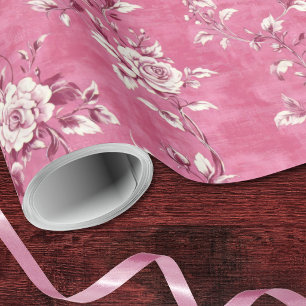 Vintag Rosa Rose Blumenstrauß Chinoiserie Geschenkpapier
