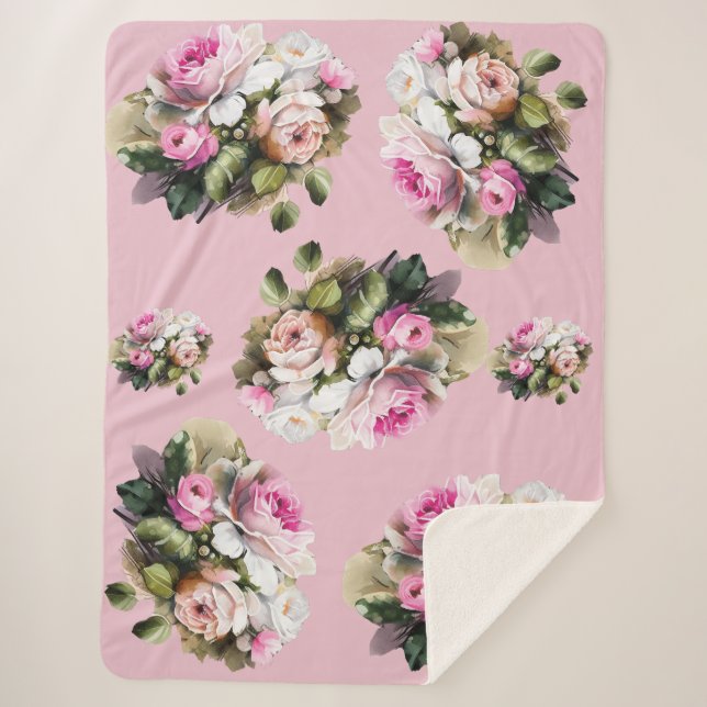 Vintag Rosa Rose Sherpadecke (Vorderseite)