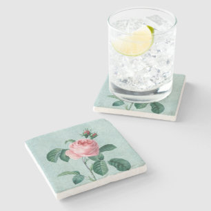 Vintag Rosa Rose Steinuntersetzer