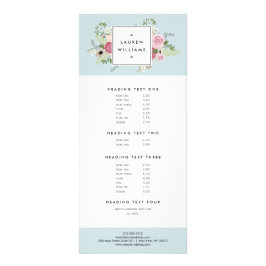 Vintag rosa Rosen auf Minze Antikes Blau Werbekarte