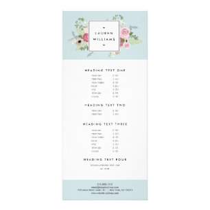 Vintag rosa Rosen auf Minze Antikes Blau Werbekarte