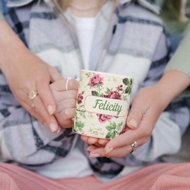 Vintag rosa Rosen Blumenzauber Kaffeetasse (Von Creator hochgeladen)