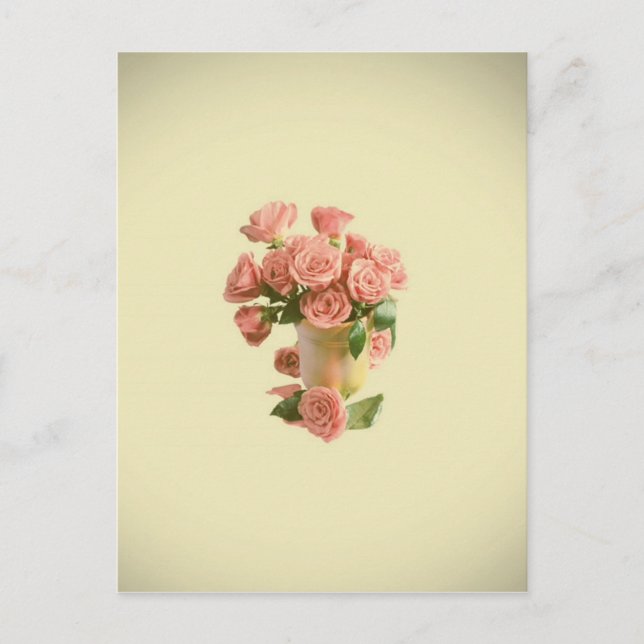 Vintag rosa Rosen. Retro-Blume Postkarte (Vorderseite)