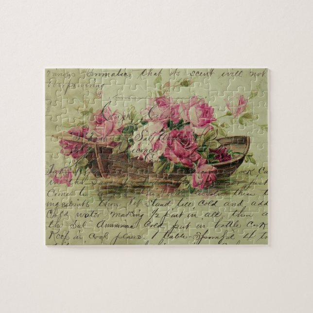 Vintag rosa Rosen und Boote Puzzle (Horizontal)