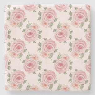 Vintag rosa Rosengarten Hütte Blumenmuster Steinuntersetzer