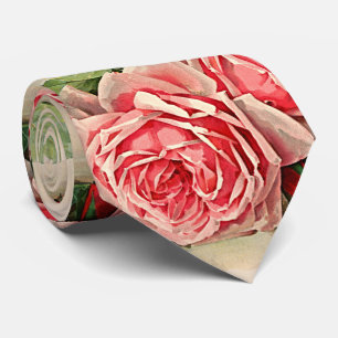 Vintag rosa Rosenmuster Krawatte