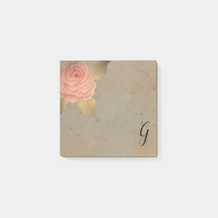 Vintag-Rosa-Roush-Rose Monogram-Notizen Post-it Klebezettel