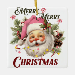 Vintag rosa Santa Keramikornament