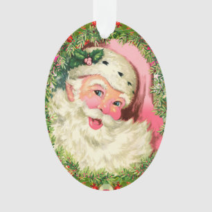 Vintag rosa Santa Ornament