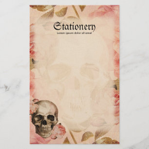 Vintag Rosa Skull Collage Briefpapier