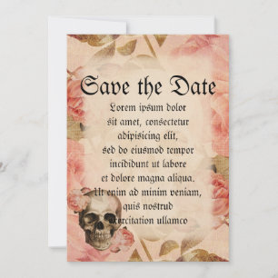 Vintag Rosa Skull Collage Save The Date
