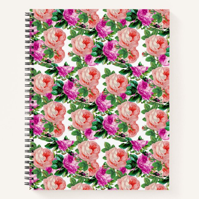 Vintag rosa und Lila Rose Notizbuch (Vorderseite)