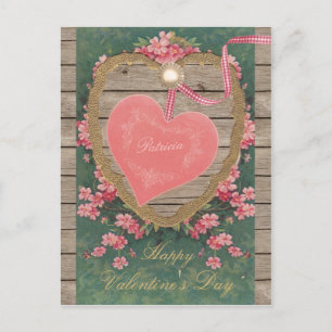Vintag rosa Valentinherz CC0832 Scrapbook Feiertagspostkarte