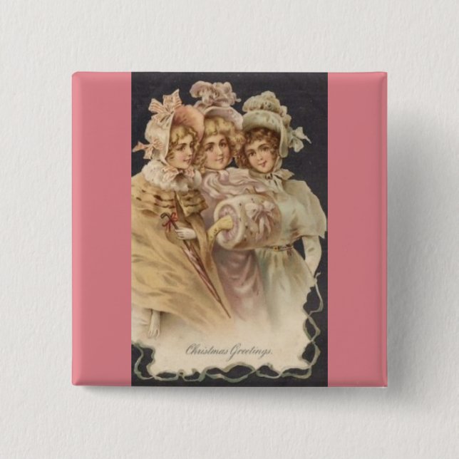 Vintag Rosa Viktorianisches Weihnachts-Button Butt Button (Vorderseite)