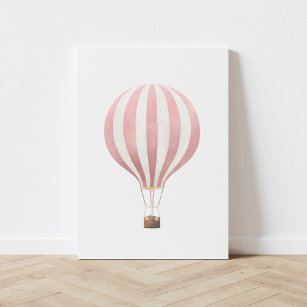 Vintag rosa Wasserfarbe Heißluftballon Künstlicher Leinwanddruck