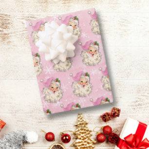 Vintag rosa Wasserfarbe Santa Retro Geschenkpapier