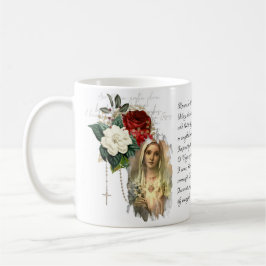 Vintag Rosary Jungfrau Mary Memorare Gebet Kaffeetasse