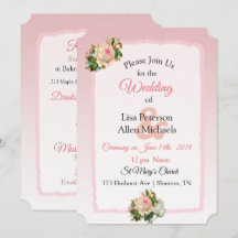 Vintag Rose Rosa Strippenblütenhochzeit Einladung