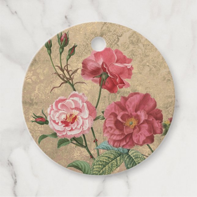 Vintag Rosengarten Rosengarten Blume Geschenkanhänger (Vorderseite)