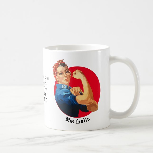 Vintag ROSIE RIVETER Personalisiert Kaffeetasse (Rechts)