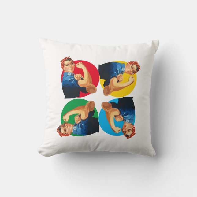 Vintag ROSIE RIVETER Print Kissen (Vorderseite)