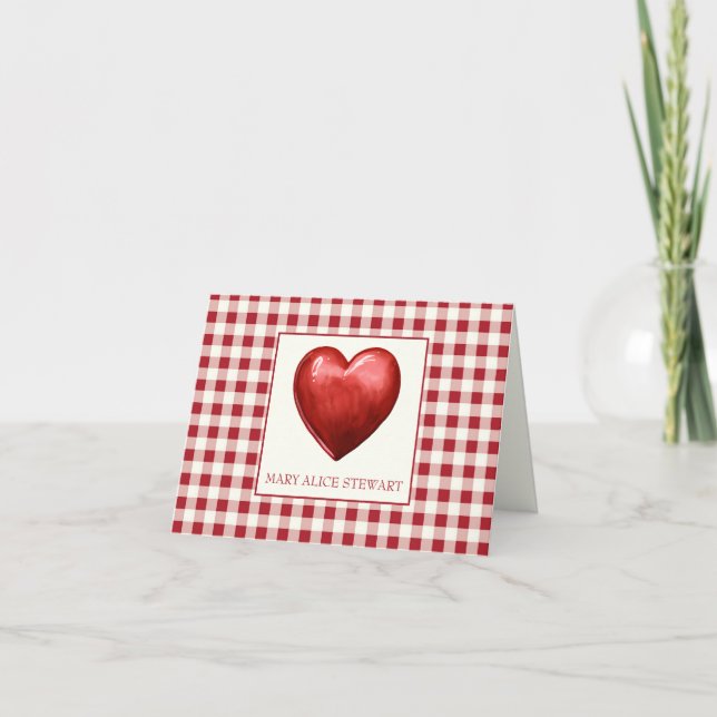 Vintag Rot und Cream Gingham mit Herz (Vorderseite)