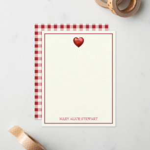 Vintag Rot und Cream Gingham mit Herz Mitteilungskarte