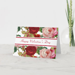 Vintag Rot und Rosa Rosen / Valentinstag Karte