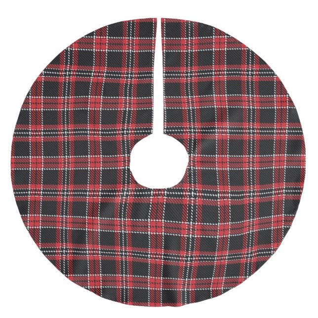 Vintag-rot-weiß rustikale tartan kariert polyester weihnachtsbaumdecke (Vorderseite)