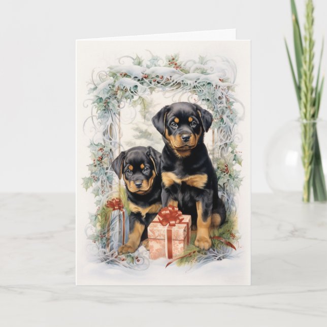 Vintag Rottweiler Weihnachten (Vorderseite)