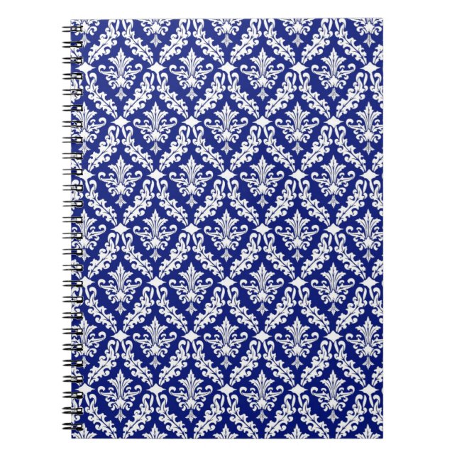 Vintag Royal Blue Damask Notebook Notizblock (Vorderseite)