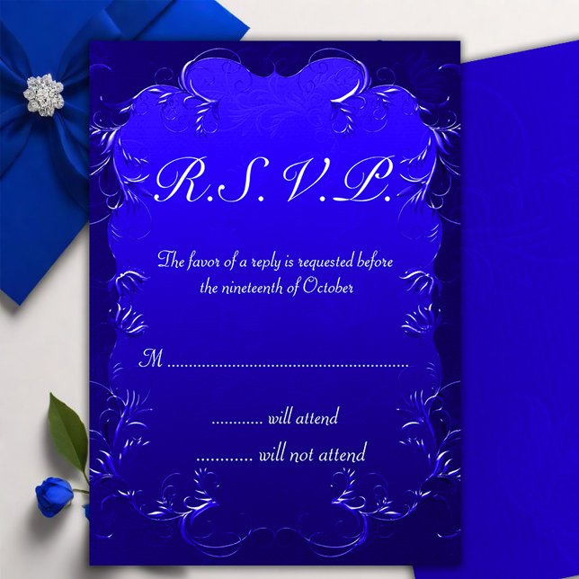 Vintag Royal Blue Elegance Wedding RSVP (Von Creator hochgeladen)