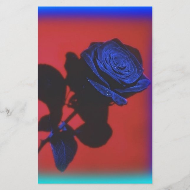 Vintag Royal Blue Rose Stationary Briefpapier (Vorderseite)