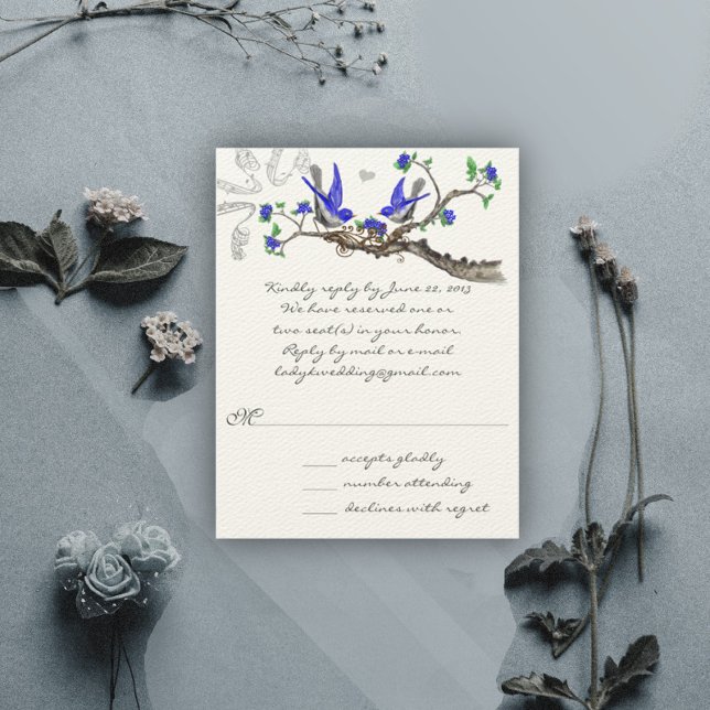 Vintag Royal Blue und Gray WeddingRSVP RSVP Karte (Von Creator hochgeladen)