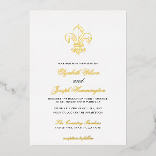 Vintag Royal Gold French Lilie Wedding Folieneinladung