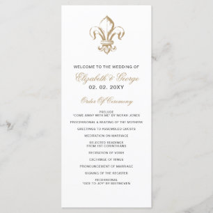 Vintag Royal Gold French Lilie Wedding Programm