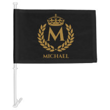 Vintag Royal King Golden Crown Name Initial Black