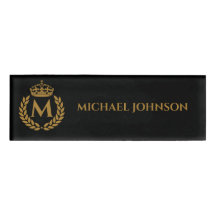 Vintag Royal King Golden Crown Name Initial Black