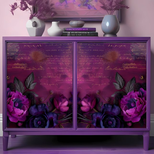 Vintag Royal Magenta Blooms Twilight Decoupage Seidenpapier (Von Creator hochgeladen)