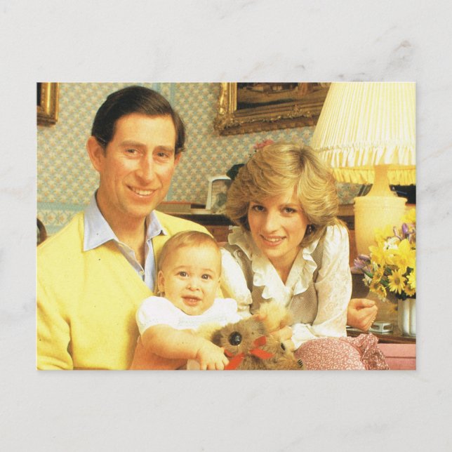 Vintag Royalty, Prince Charles, Diana, William Postkarte (Vorderseite)