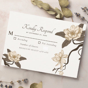 Vintag Rustic Magnolia Wedding RSVP Begleitkarte