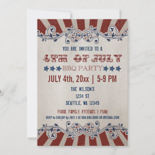 Vintag Rustikal 4. Juli GRILLEN Party Einladungen
