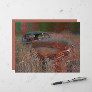 Vintag Rustikal Braun Rosa Auto Alte Kunst