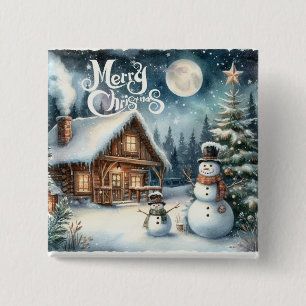 Vintag/rustikal/Schneemann/Weihnachten Button