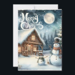Vintag/rustikal/Schneemann/Weihnachten Feiertagskarte<br><div class="desc">Kunstwerk</div>